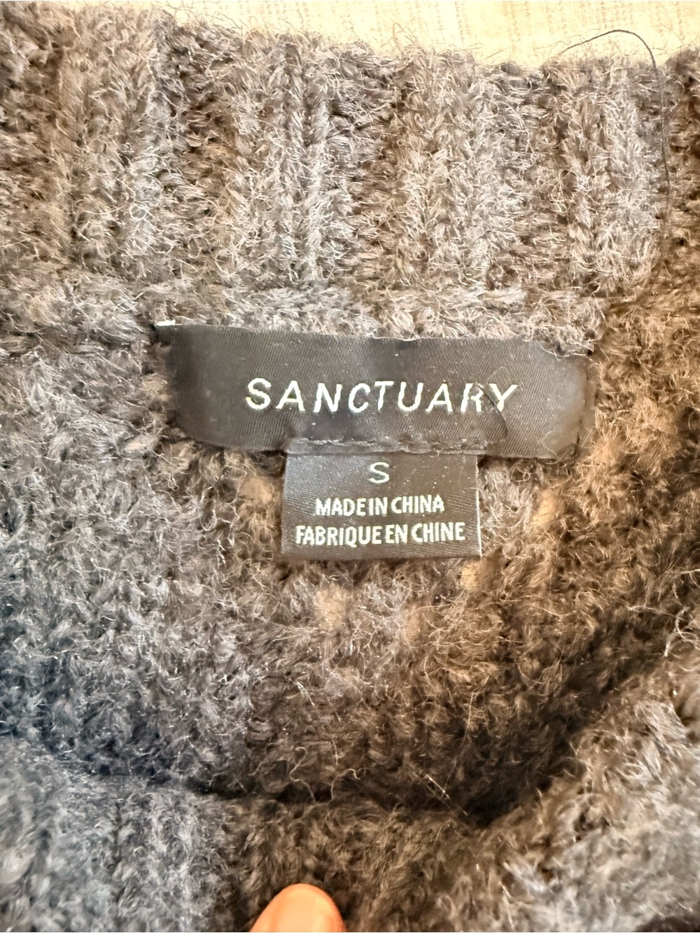 Sanctuary Cozy Fair Isle Knit Sweater in Charcoal & Cream EUC - Picture 7 of 10